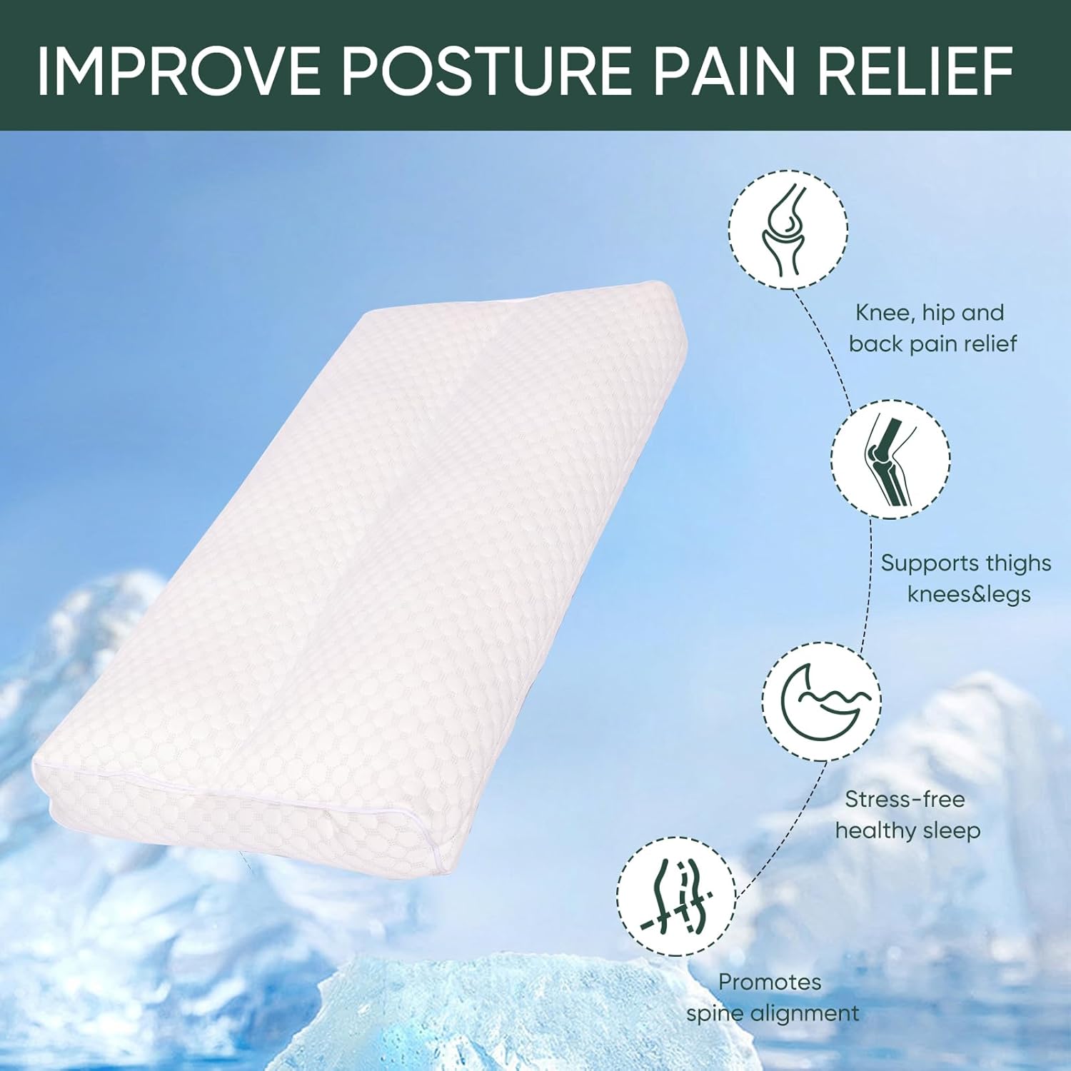FOUXTEL Cool Knee Pillow for Side Sleepers