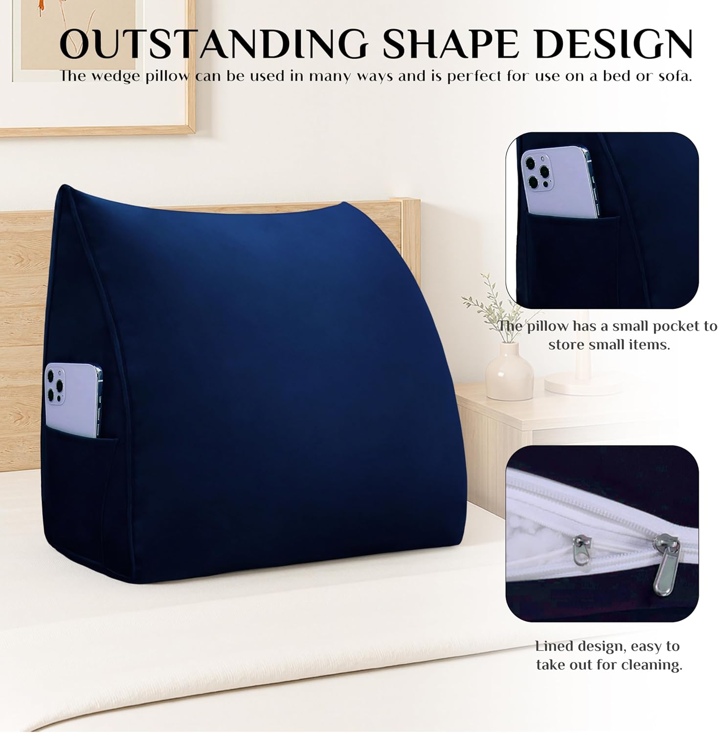 LELEFIDO Wedge Pillow for Bed Reading and Back Support