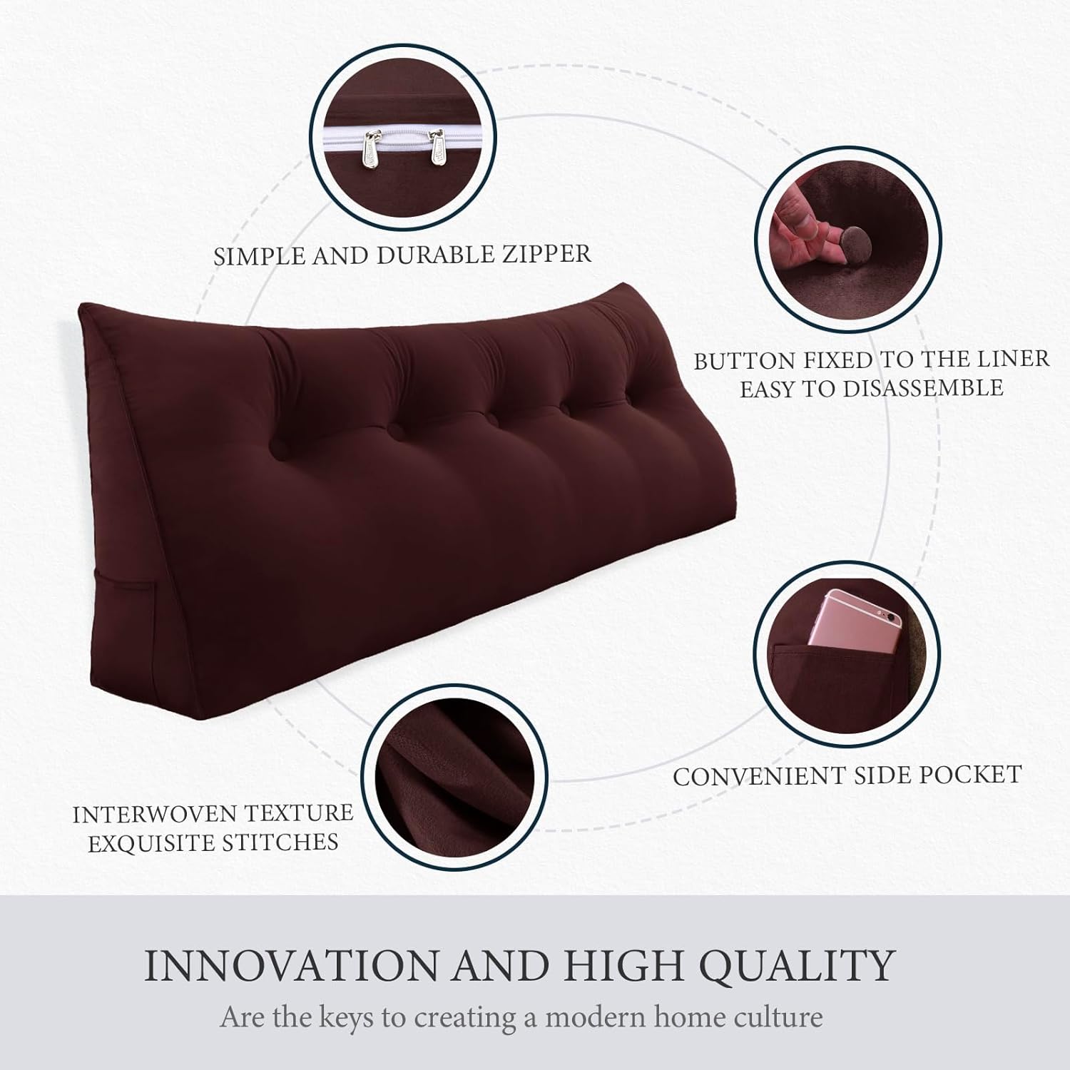 BNCKTRD Reading Pillow Velvet Chocolate Brown