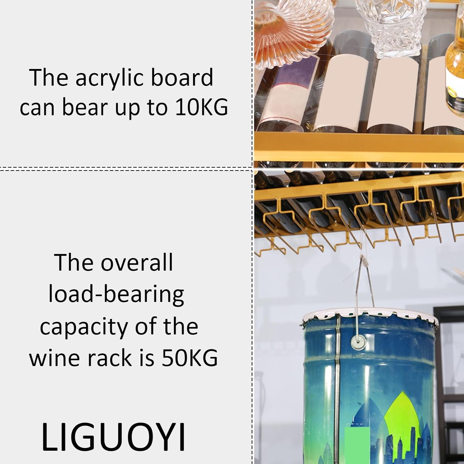 LIGUOYI Adjustable Wine Glass Hanger Rack