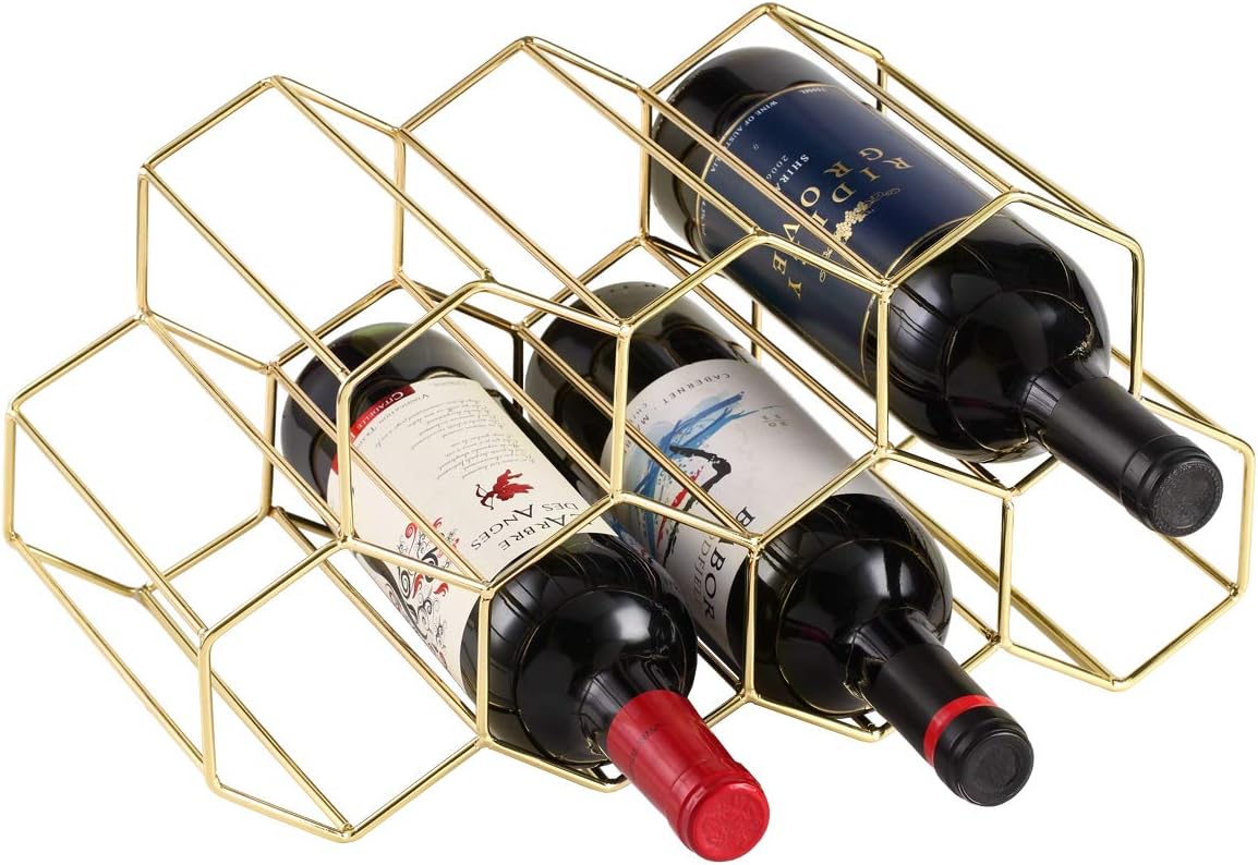 Buruis 9-Bottle Freestanding Wine Rack - Gold