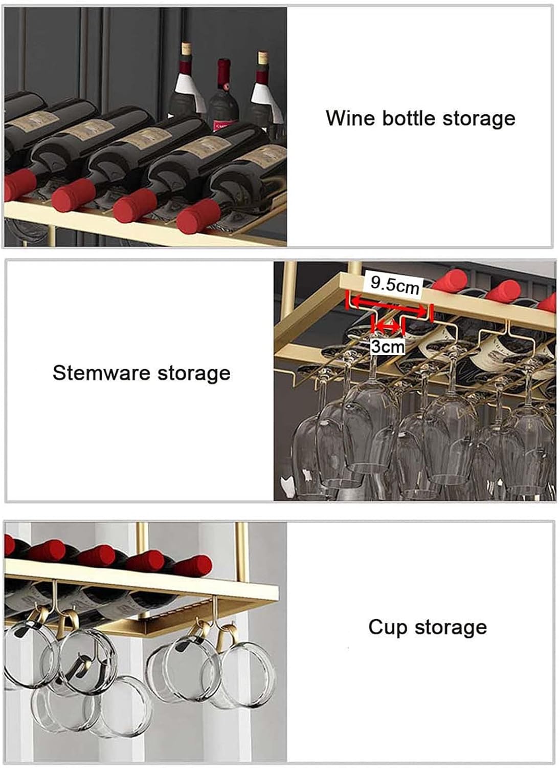 Suuim Wall-Mounted Wine Rack with Ceiling Shelf Display