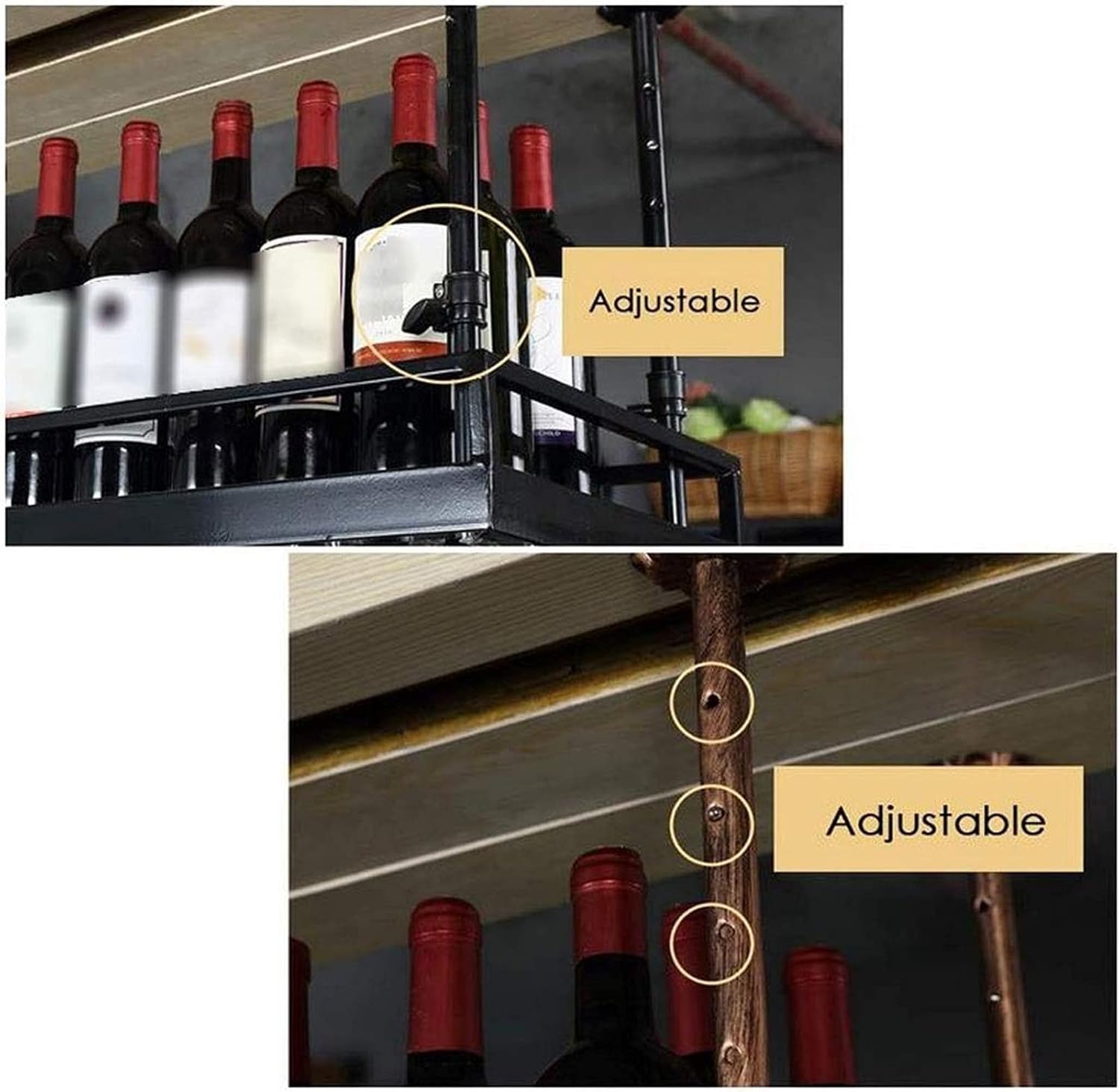 LUCEAE Wall-Mounted Wine Rack with Floating Shelf