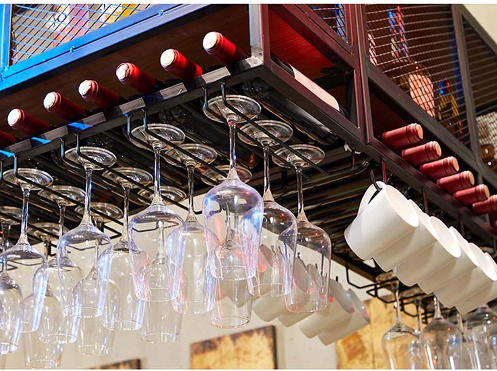 Wall-Mounted Wine Rack with Double Layer Iron Storage