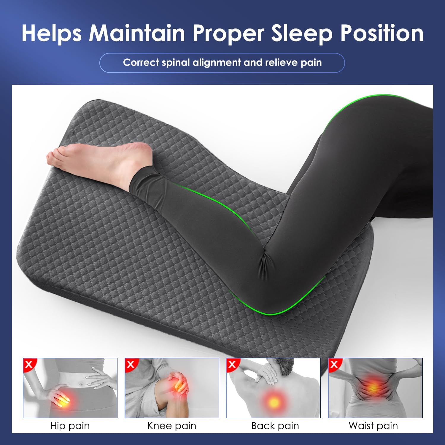 Livemy Leg Pillow for Side Sleepers - 15x25 Grey M