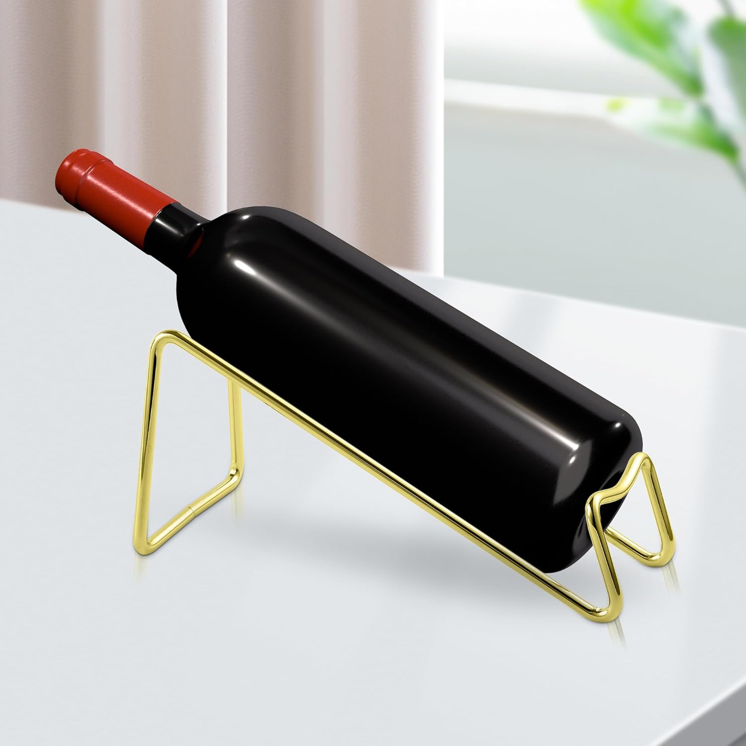 TONLEA 2Pcs Tabletop Wine Rack Metal Wine Bottle Holder Gold
