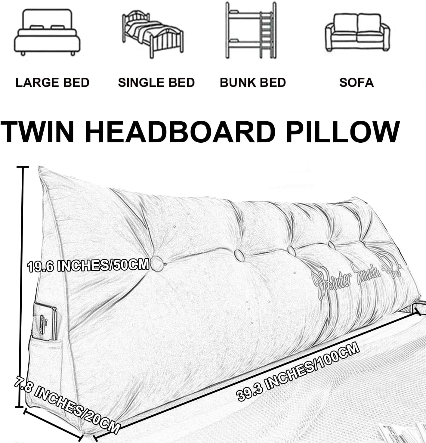 ZZYK Headboard Pillow Wedge Reading Pillow Fleece Backrest Support