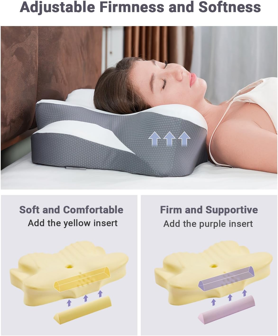 FAIORD Cervical Pillow with Cooling Cover and Support Sticks