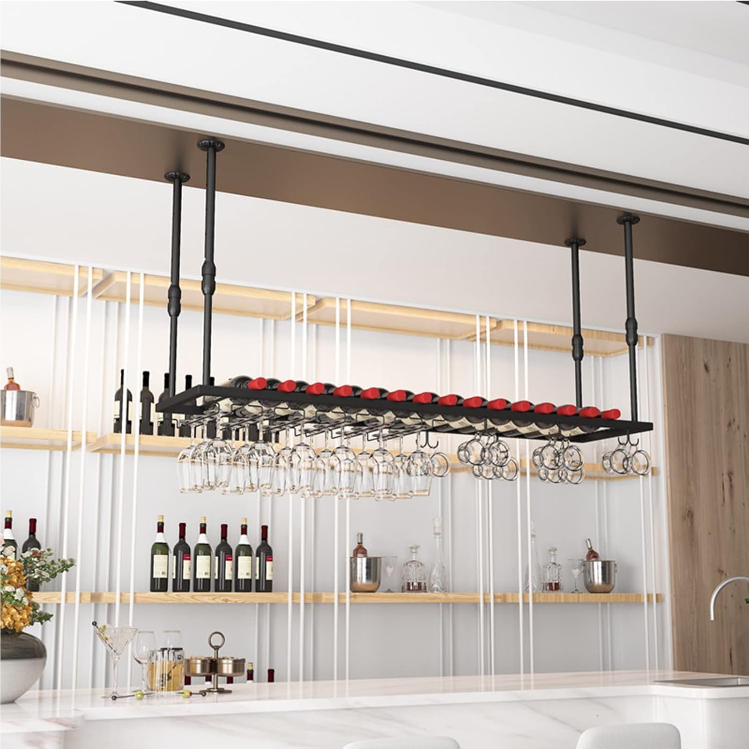 Suuim Hanging Wine Glass Rack Black