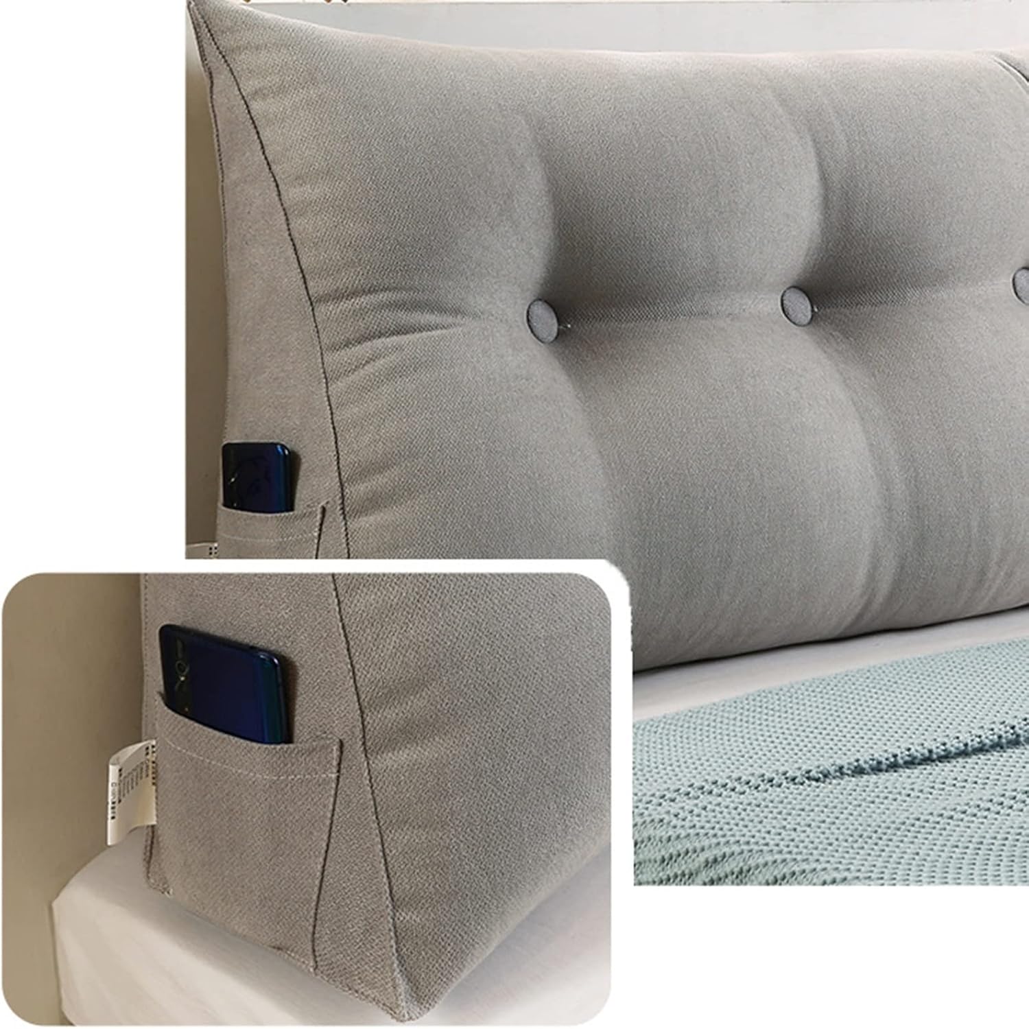 HOFFTI Triangle Headboard Pillow Beige 60cm
