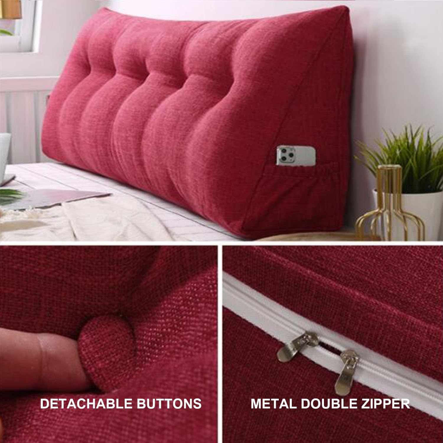 ZZYK Large Triangular Headboard Pillow with Removable Cover 1