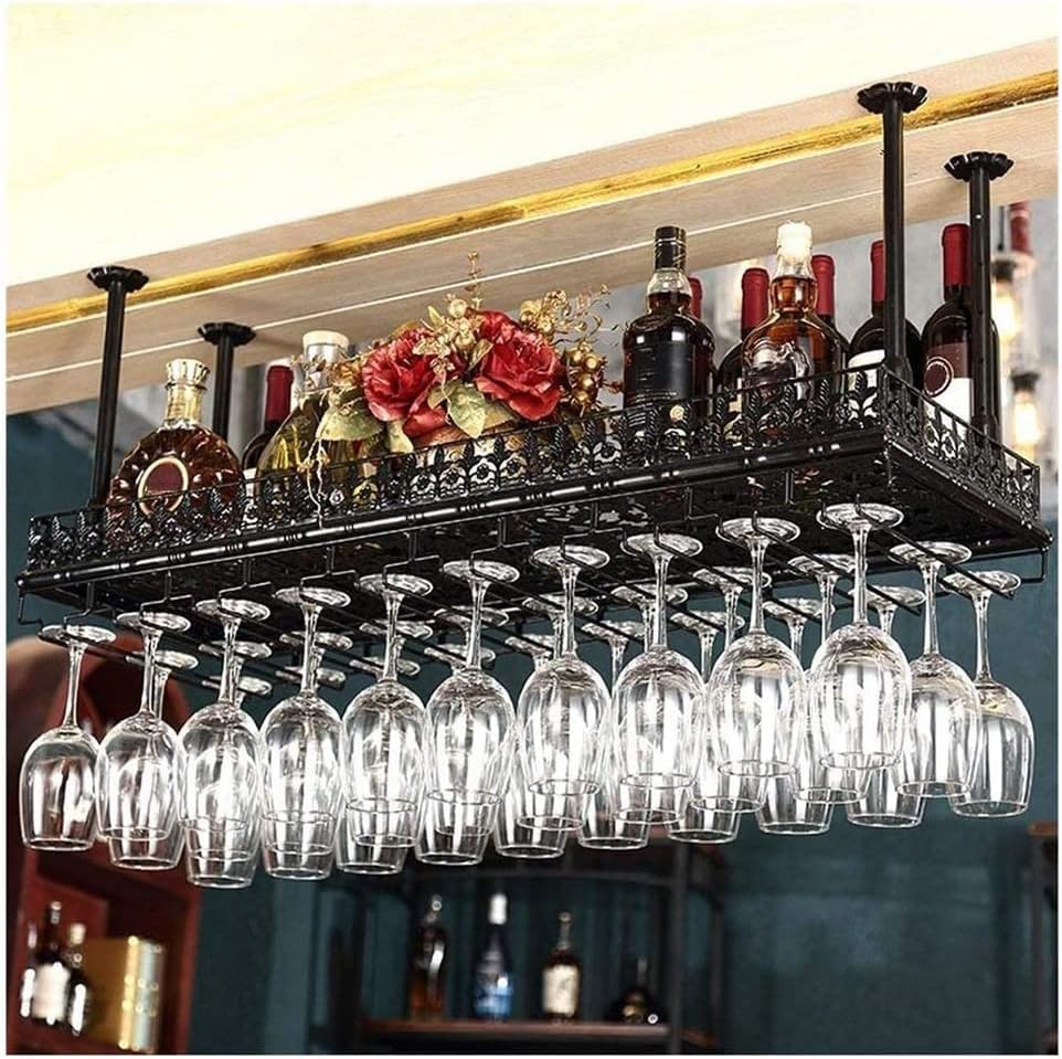 ZJDYDY Wall-Mounted Wine Rack Black 100x35cm