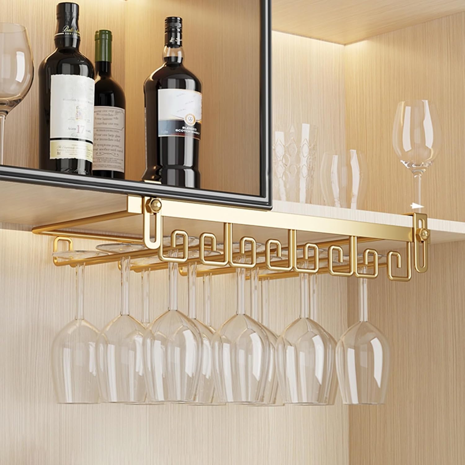 Wine Glass Wall Rack Organizer - Gold 1