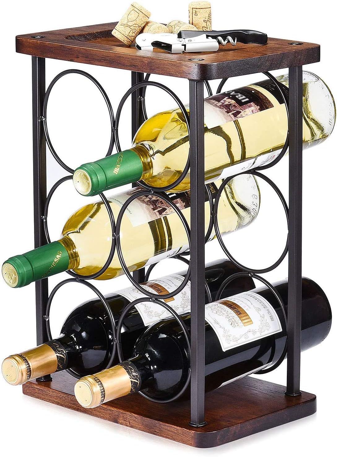 BOCbco 3 Tier Freestanding Wine Rack 6 Bottle Holder