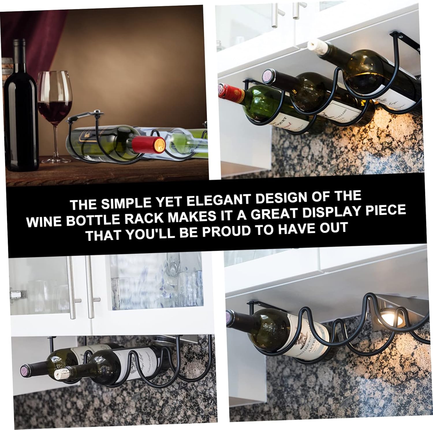 Zerodeko 2Pcs Black Iron Wine Rack