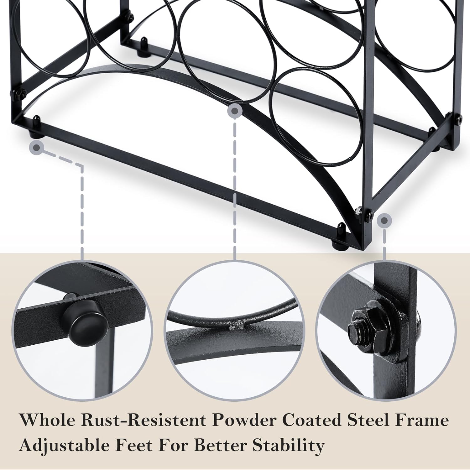 NOBLEMOOD 8 Bottles Tabletop Wine Rack Stand with Storage Basket