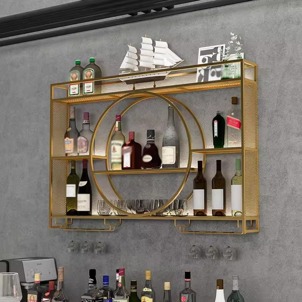 SilteD Floating Metal Wine Rack Wall Mount 100x15x80Cm