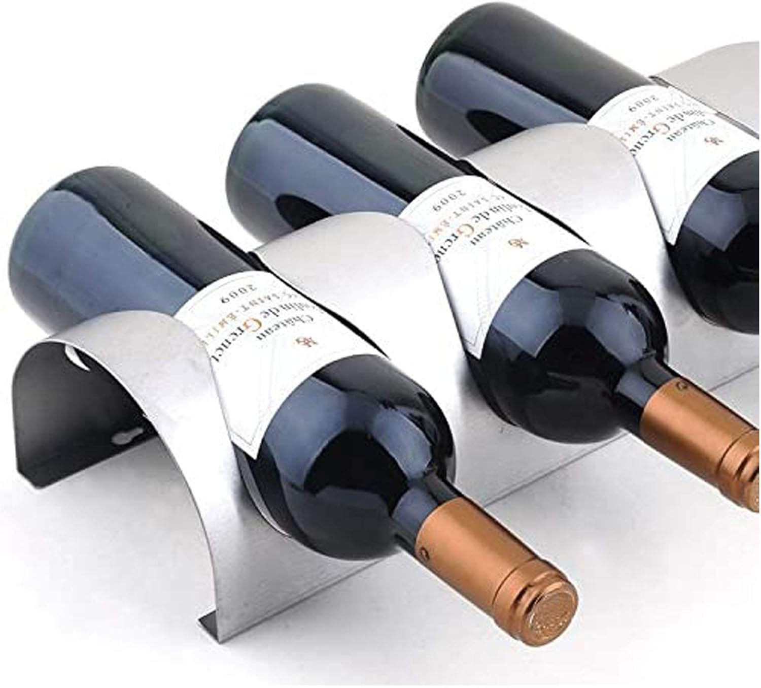 BOCbco Tabletop Wine Rack for 4 Bottles Stainless Steel Silver