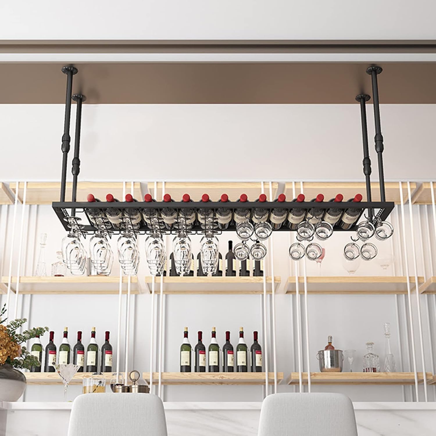 Suuim Adjustable Wine Rack with Stemware Holder