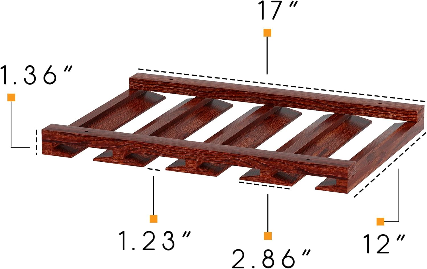 Rustic State 4 Sectional Under Cabinet Wood Stemware Rack
