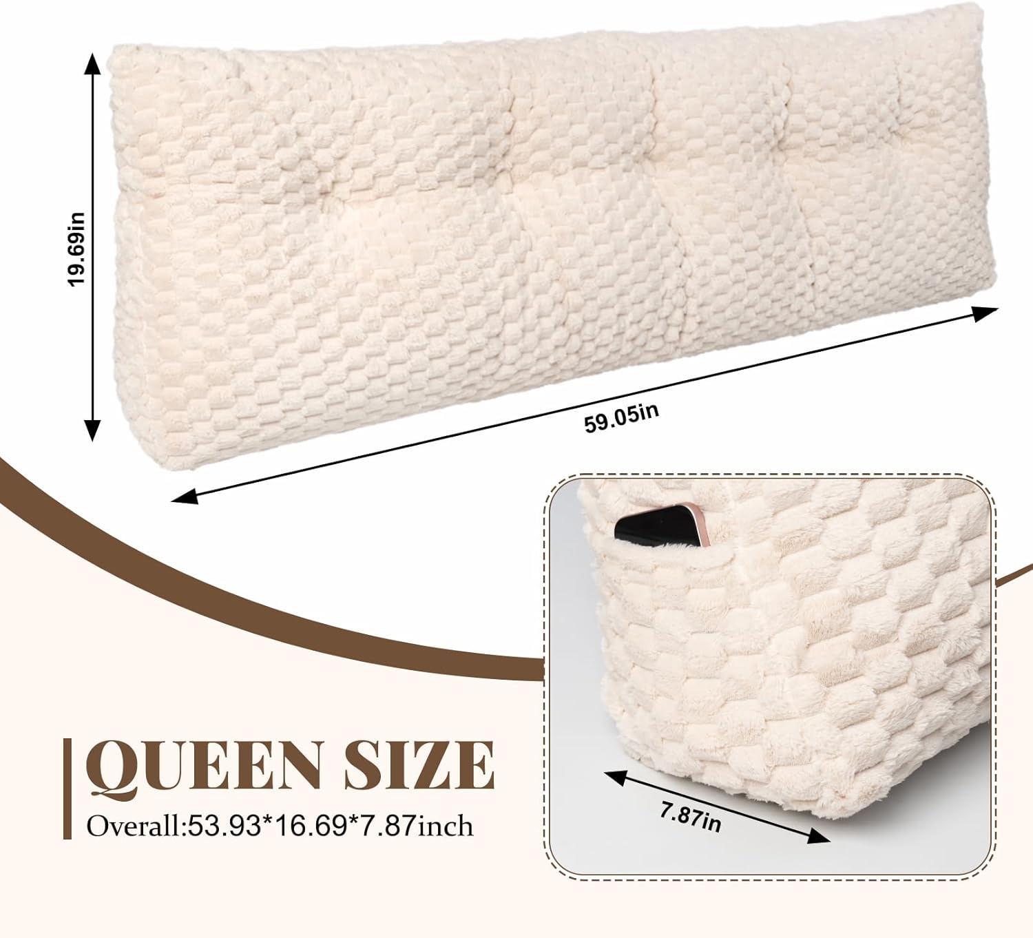 Hobychild Large Headboard Wedge Pillow with Removable Cover
