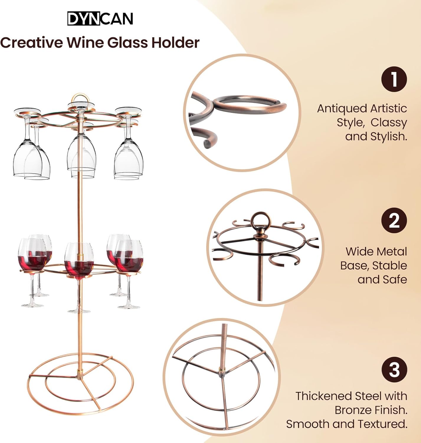 Dyncan 2-Tier Wine Glass Holder with Organizer Hanger