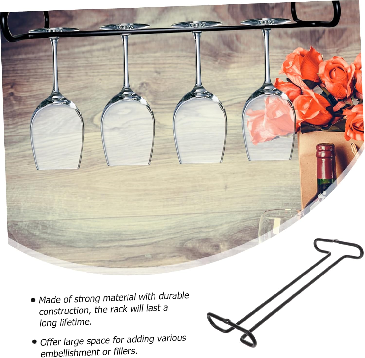 Cabilock Red Wine Glass Holder Rack - Space-Saving Black Design