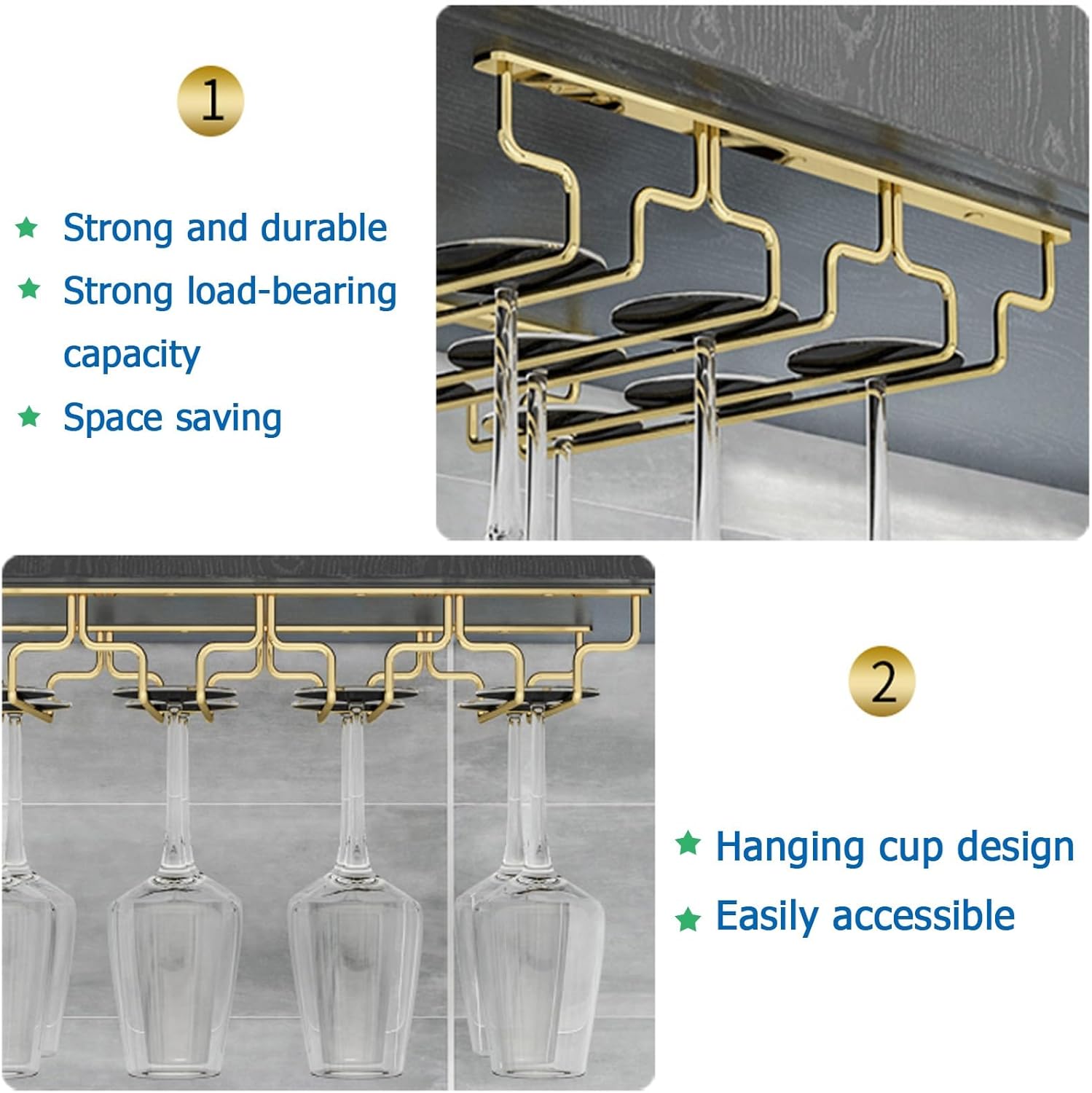 SAGIDAR Wine Glass Rack in 3 Sizes for Kitchen Use