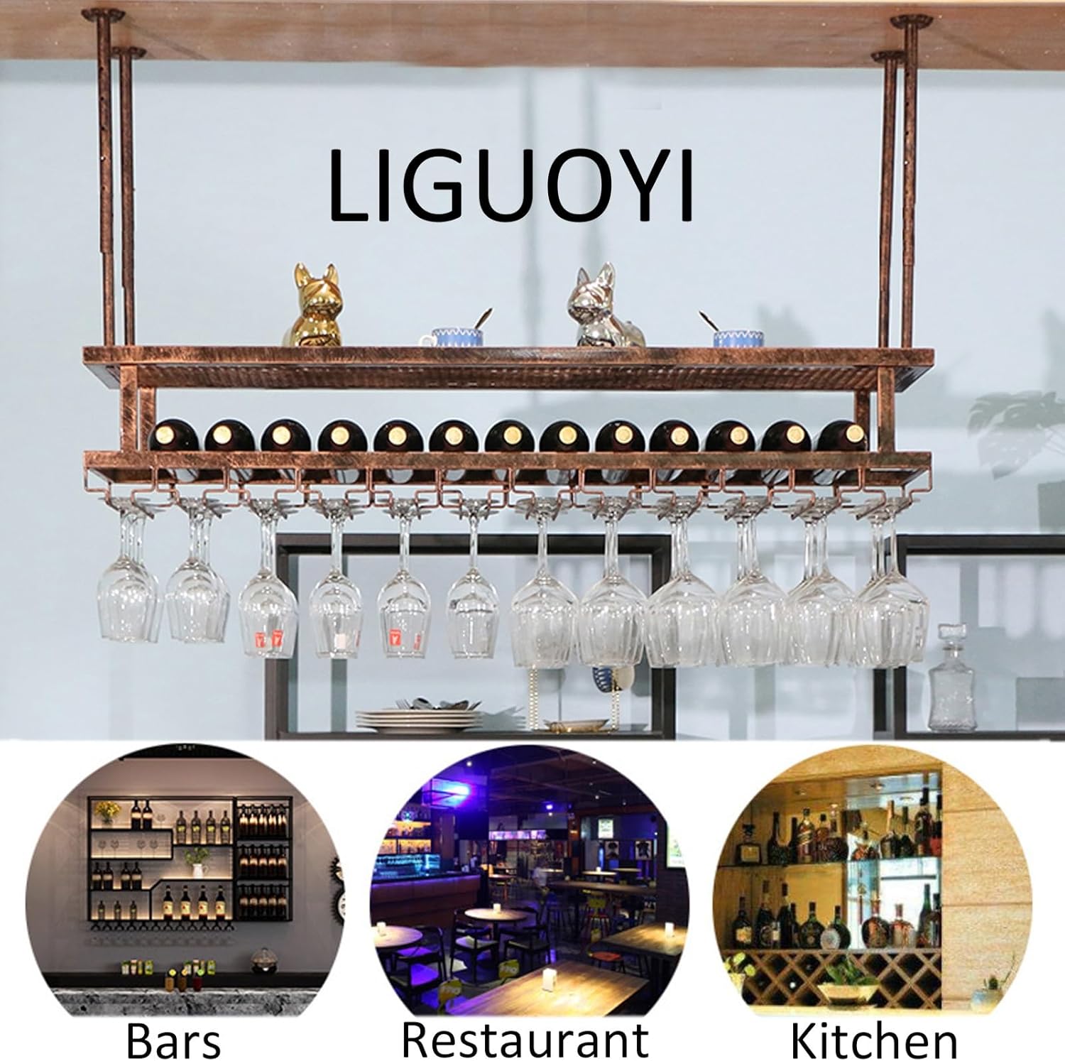 LIGUOYI Adjustable Ceiling Wine Glass Rack