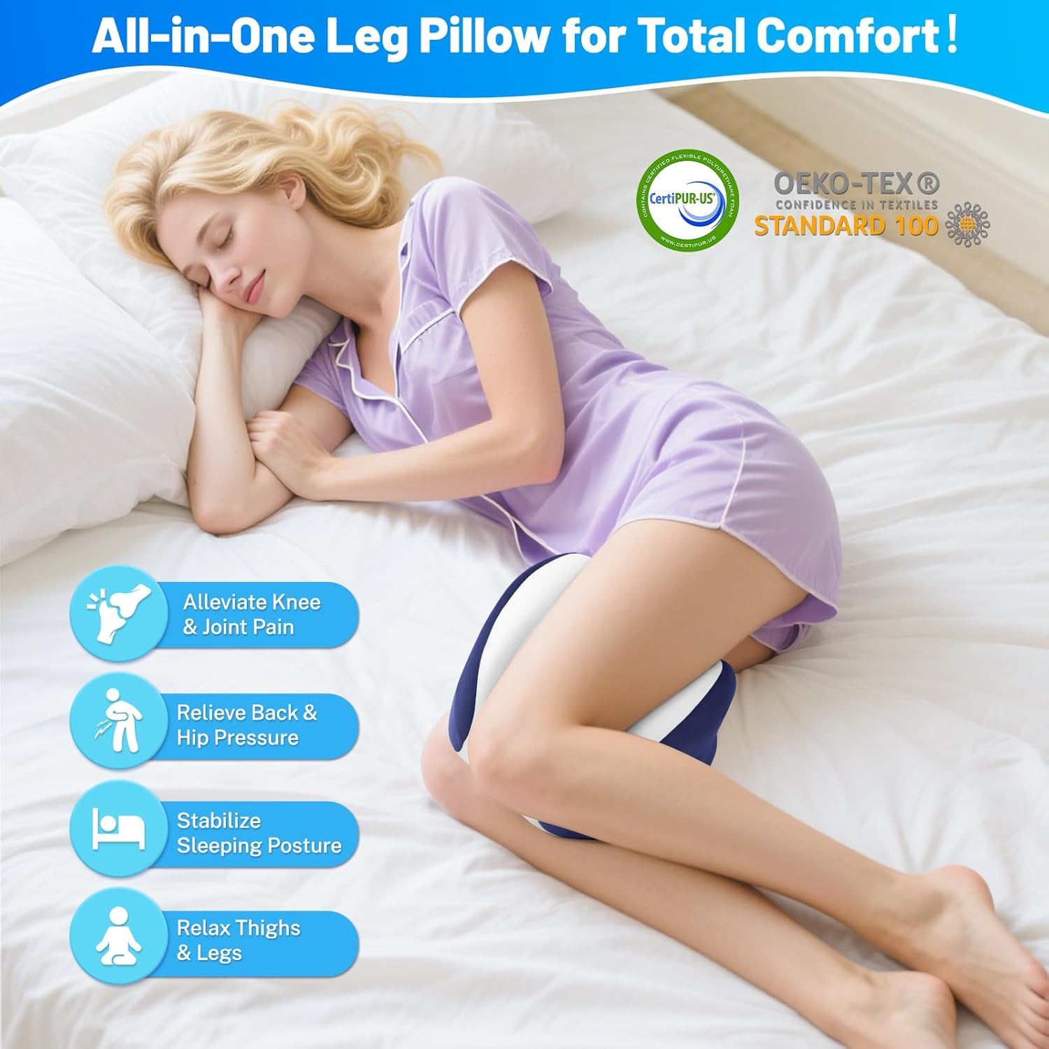 TranquilMoments Heart-Shaped Leg Pillow for Side Sleepers