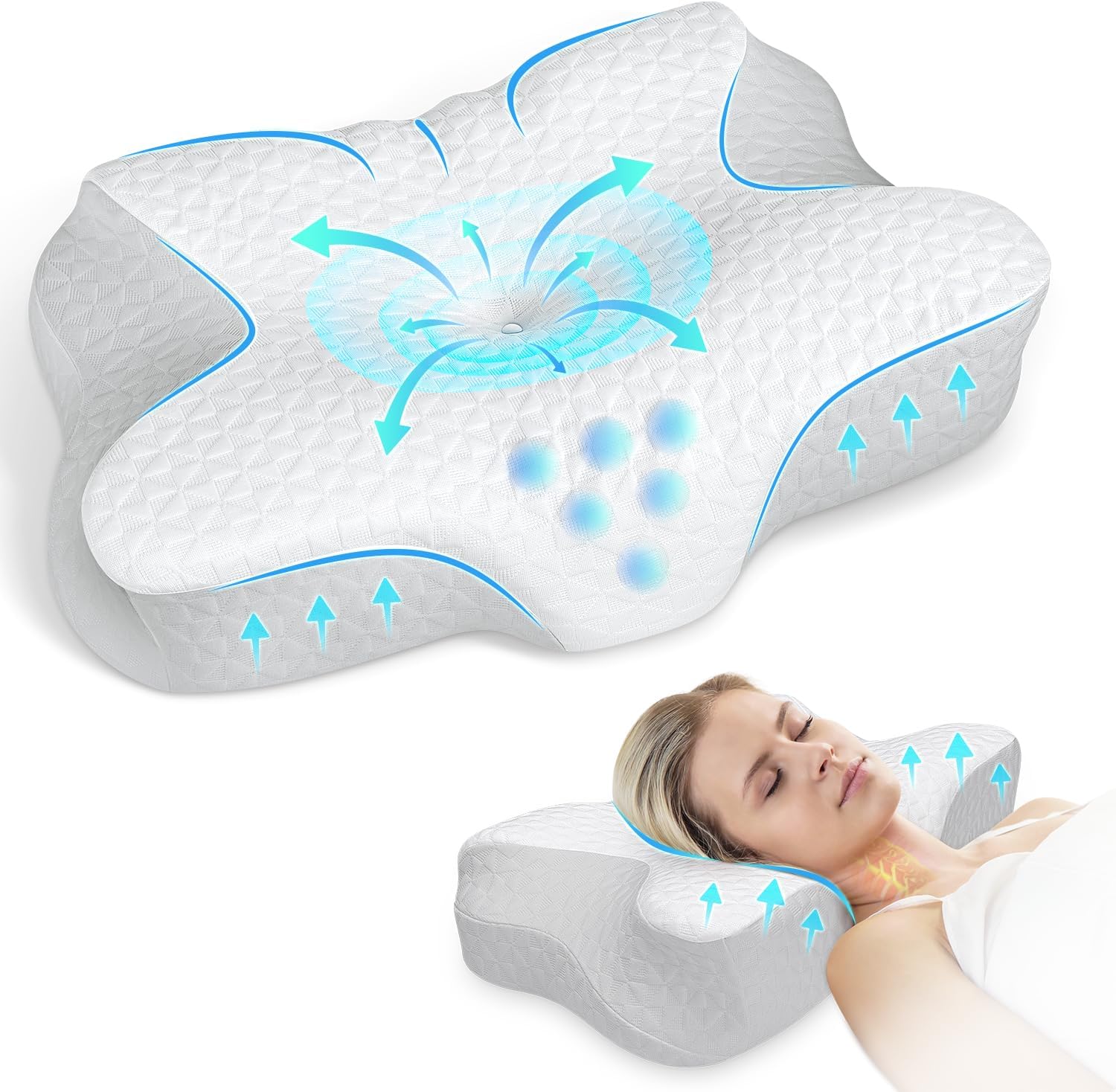 ZIBROGES Cooling Cervical Pillow for Neck Pain Relief