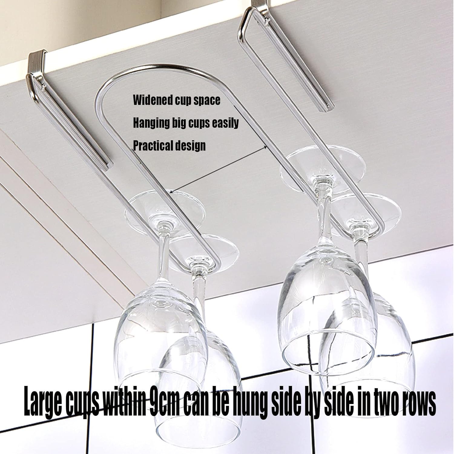 WORDFUN Wine Glass Rack Under Cabinet Metal Stainless Steel Holder