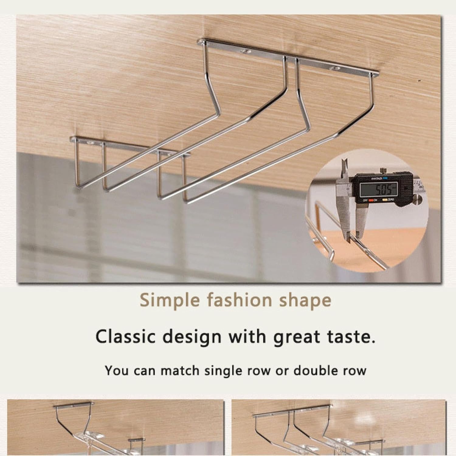 OWKAY Wine Glass Rack with 34cm Two Rows