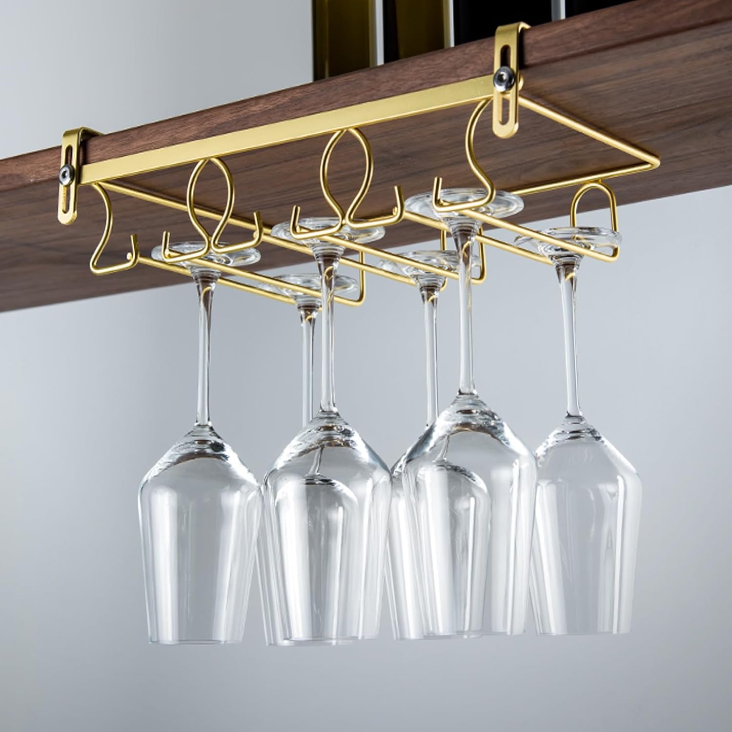 Adjustable Wine Glass Holder No Drilling for Cabinet and Bar 1