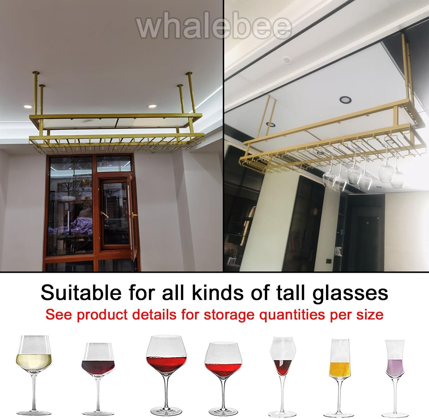Whalebee Adjustable Wine Glass Holder with Drying Rack