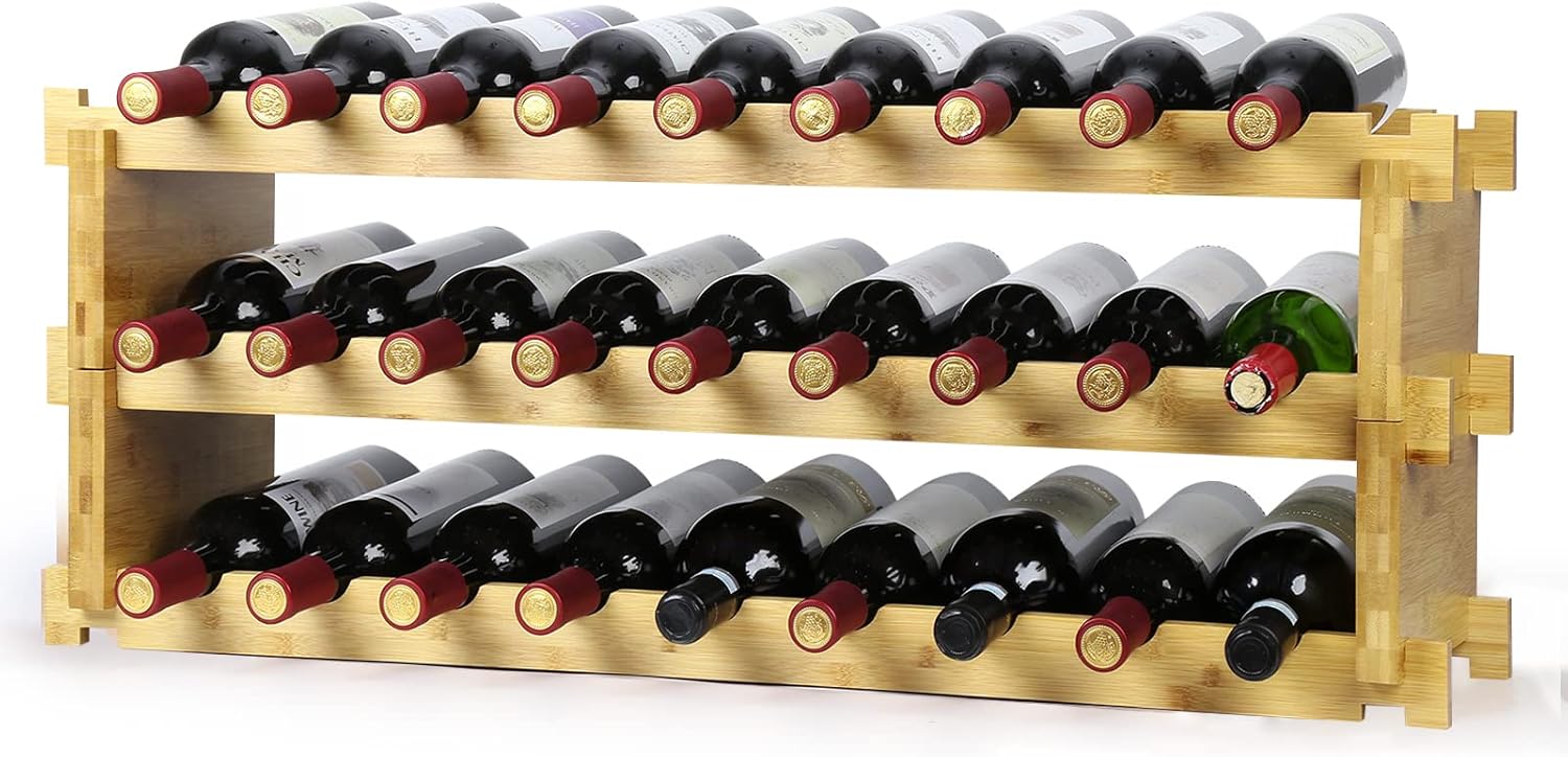 Finnhomy 27-Bottle Bamboo Wine Rack 3-Tier