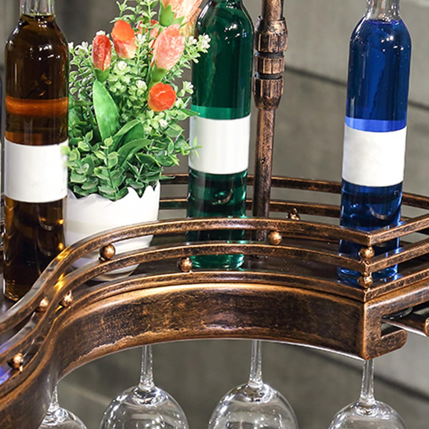 LUCEAE 2-Layer Hanging Wine Rack Wall-Mounted Space-Saving Iron Sturdy