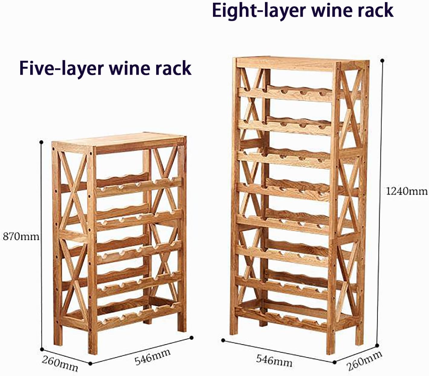 JSWHYBD Oak Wine Rack Freestanding 35 Bottles 12 Glasses