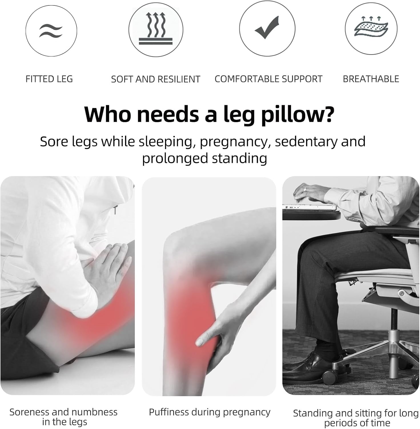 UTJZIB Knee Pillow for Sciatica Relief - Memory Foam Leg Support