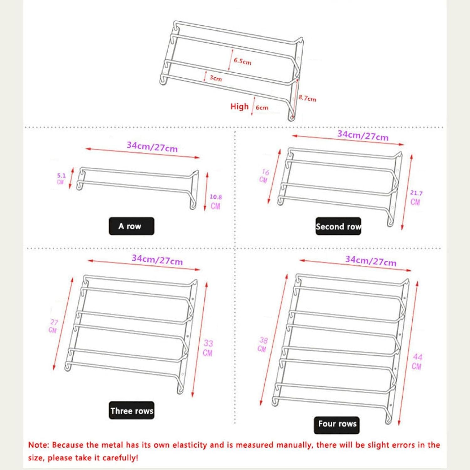 OWKAY Wine Glass Rack with 34cm Two Rows