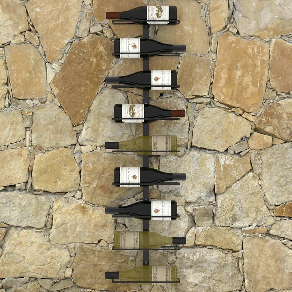 WEHUOSIF Wall-Mounted Wine Rack for 9 Bottles Black Iron