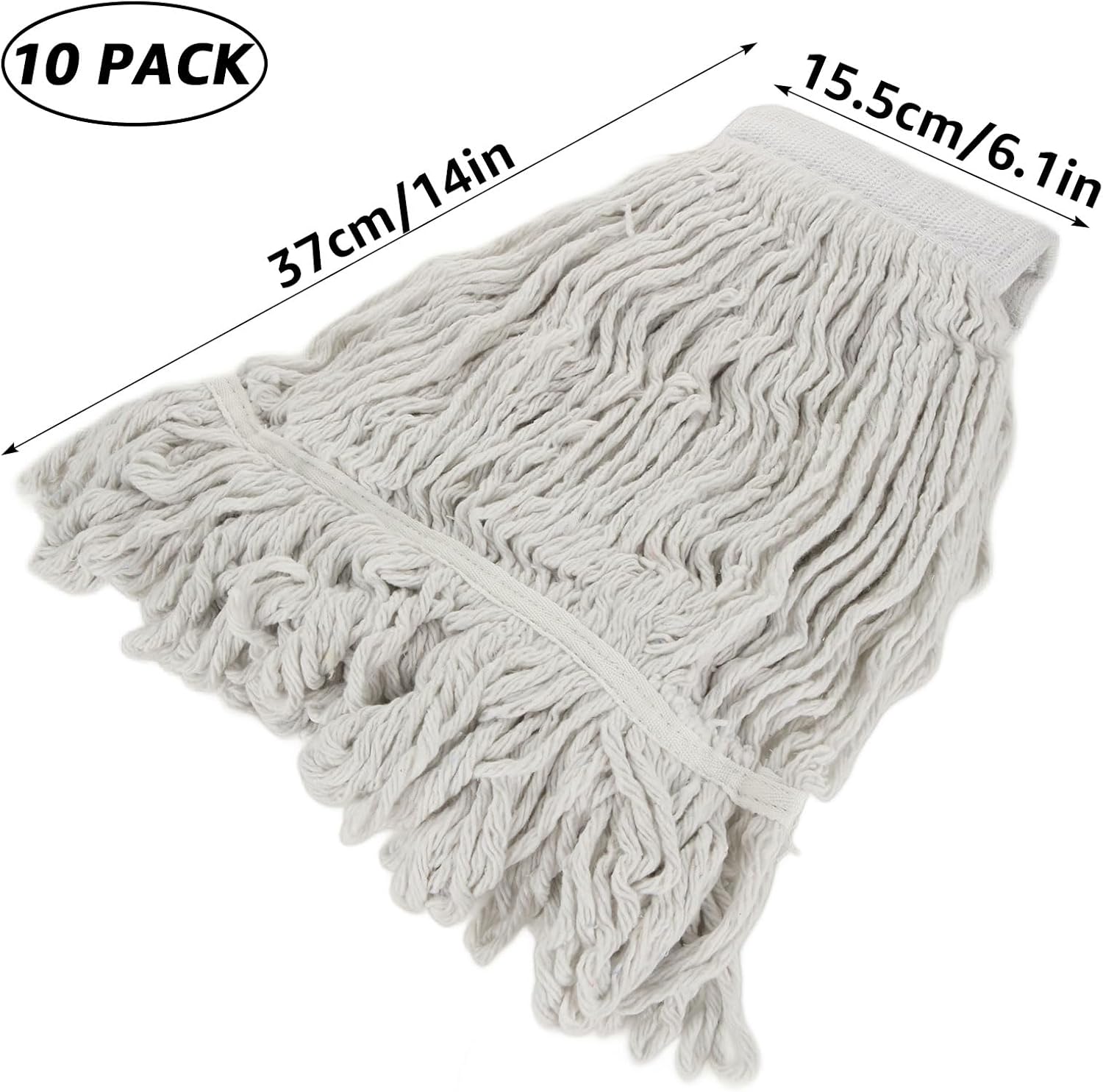 10Pcs Loop-End Mop Head Refills for Heavy Duty Cleaning
