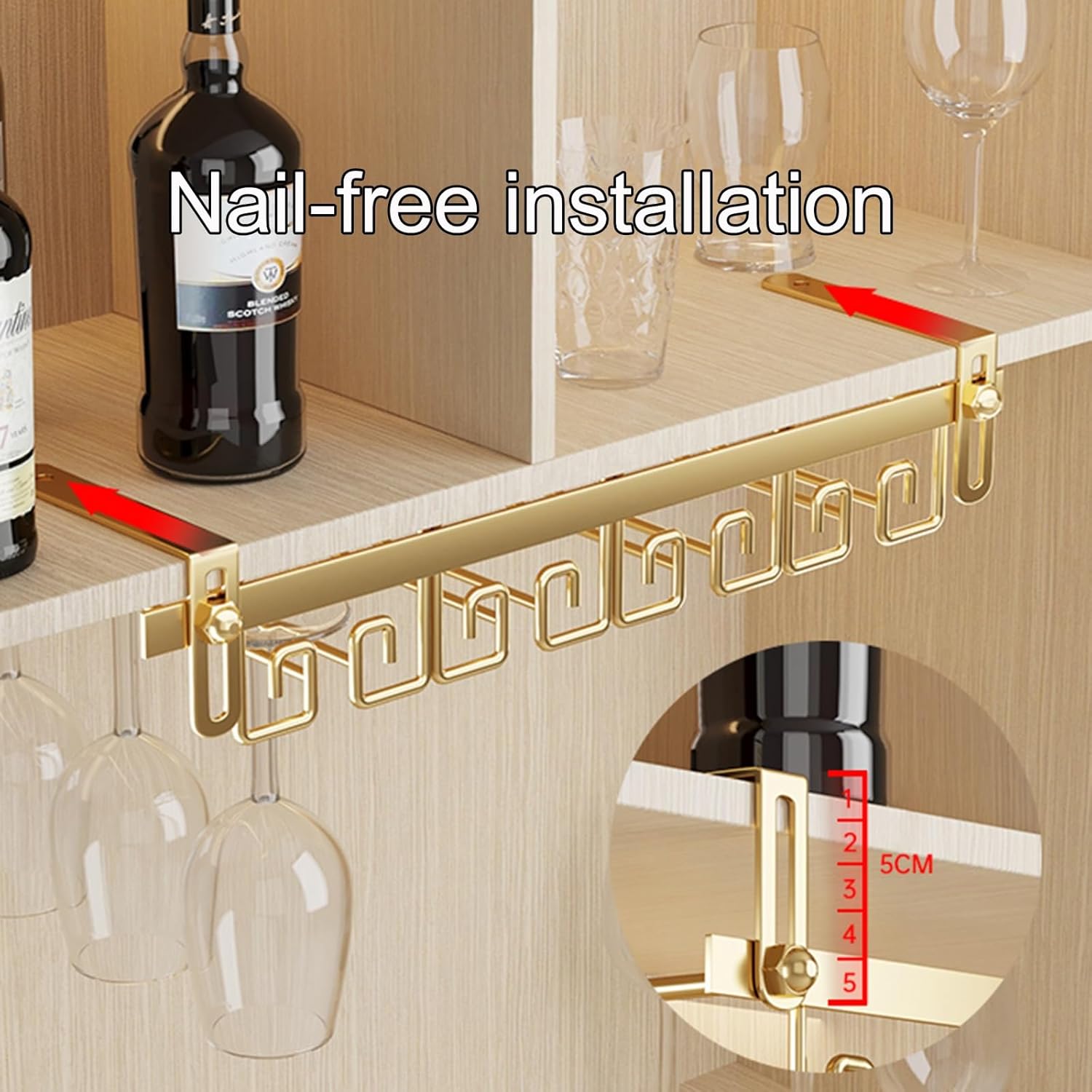Wine Glass Wall Rack Organizer - Gold 1