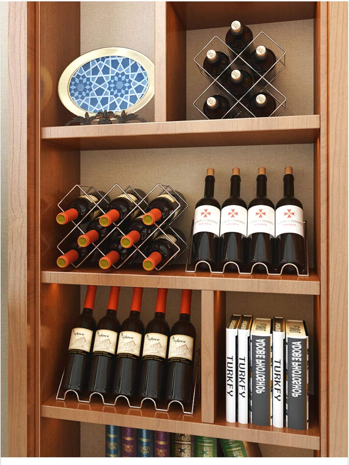 BOCbco Tabletop Wine Rack Holds 6 Bottles Silver