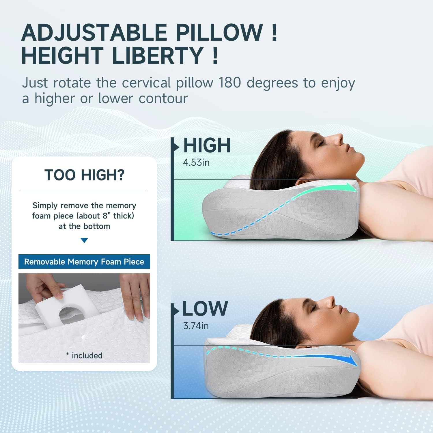 ZIBROGES Cooling Cervical Pillow for Neck Pain Relief