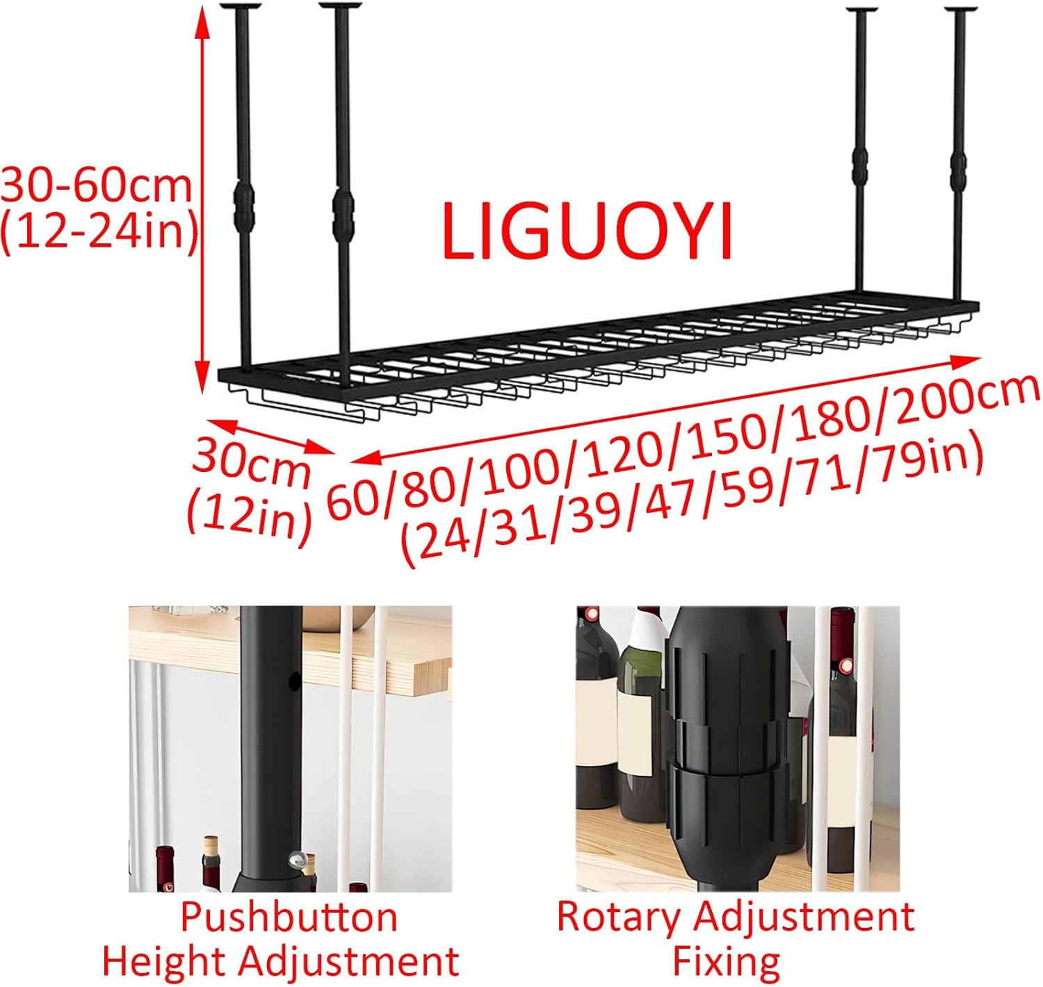 LIGUOYI Hanging Wine Glass Rack Sturdy Durable Metal