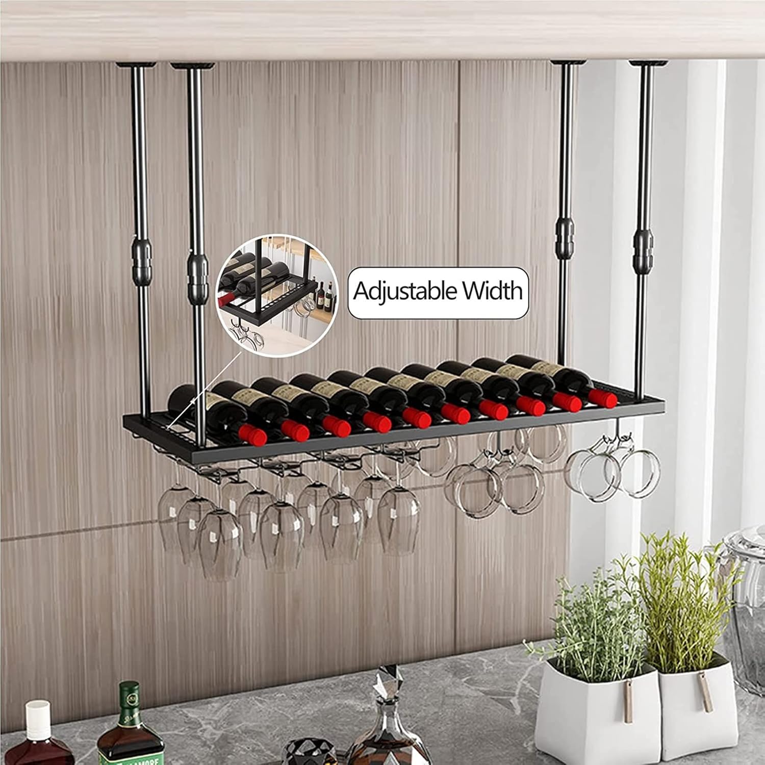 Wall-Mounted Wine Rack for Home Bar and Kitchen