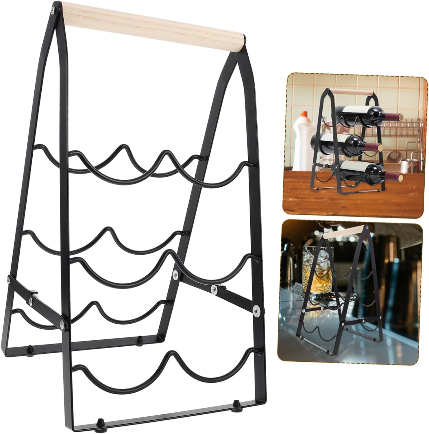 OUNONA Foldable Wine Rack for Small Spaces