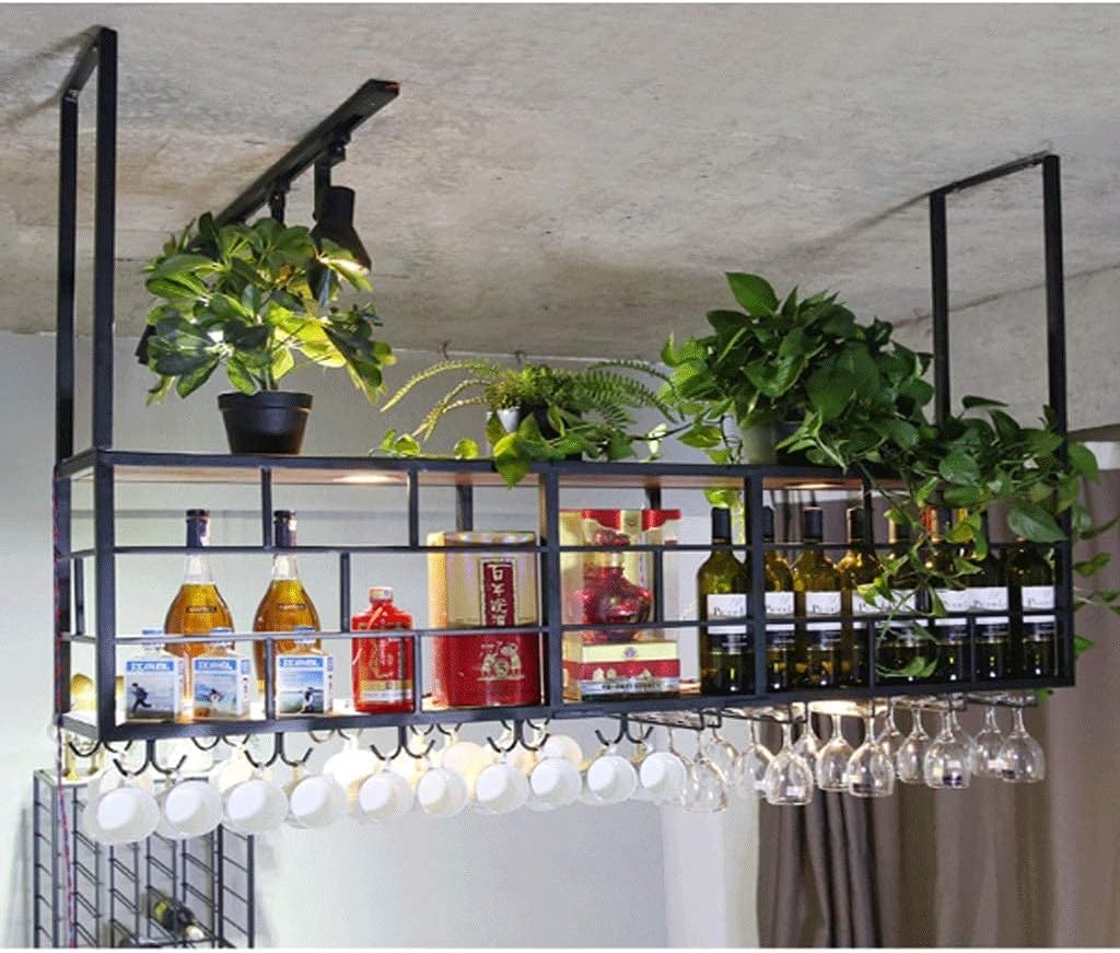 Wine Rack with Two Lights Simple Style Wall Mount