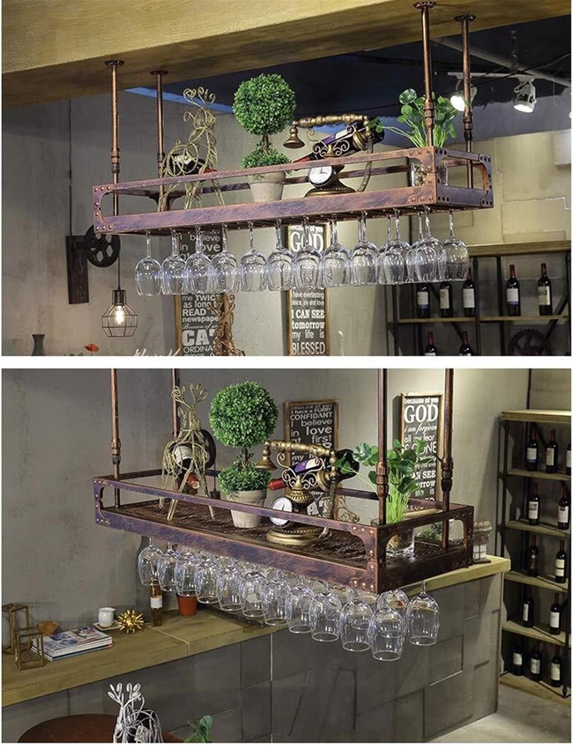 LUCEAE Wall-Mounted Wine Rack with Floating Shelf 1